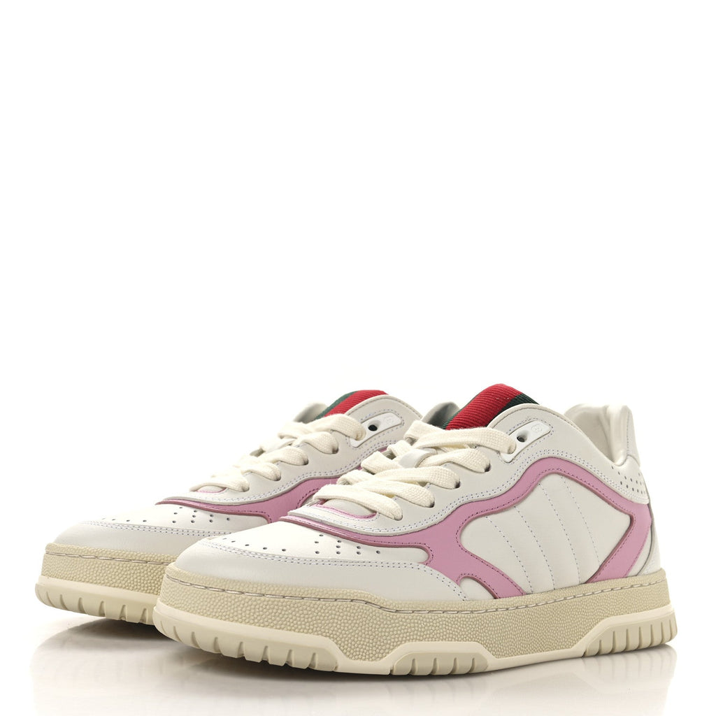 Gucci Calfskin Womens Re-Web Sneakers 36.5 White Pink