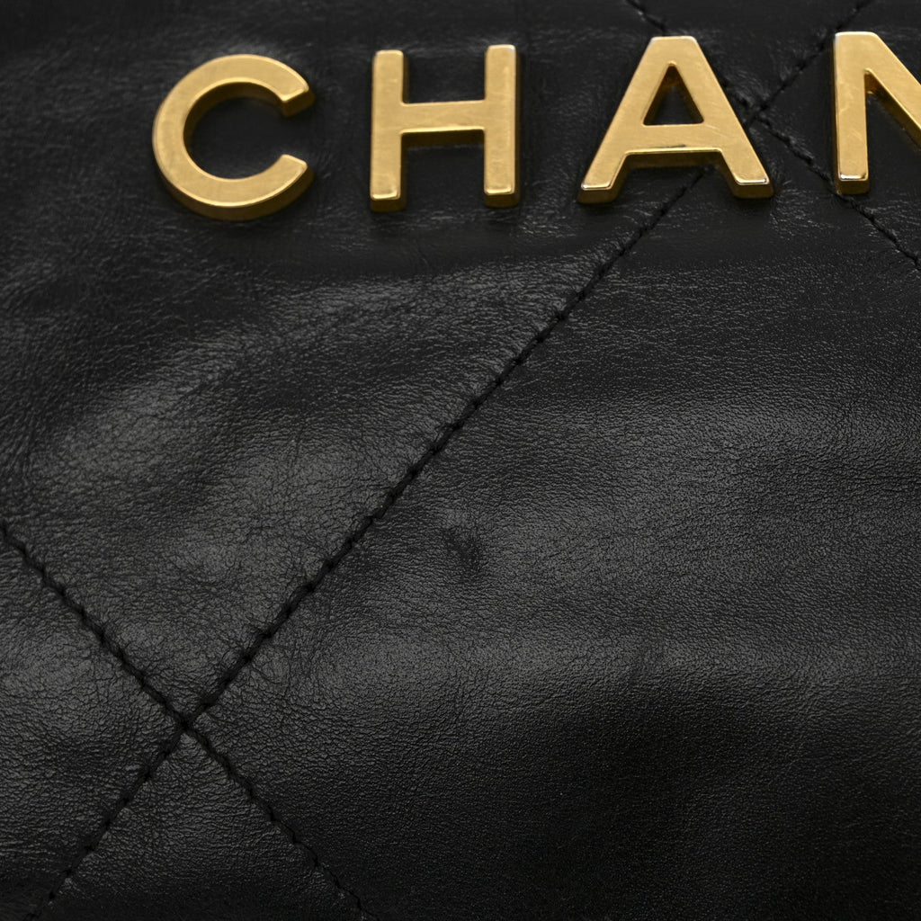 Chanel Shiny Calfskin Quilted Small Chanel 22 Black