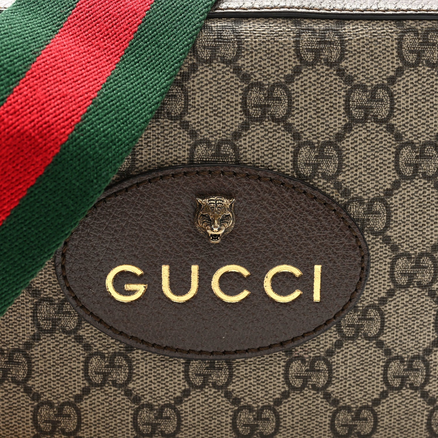 Gucci GG Supreme Monogram Web Neo Vintage Shoulder Bag Beige New Acero Crop