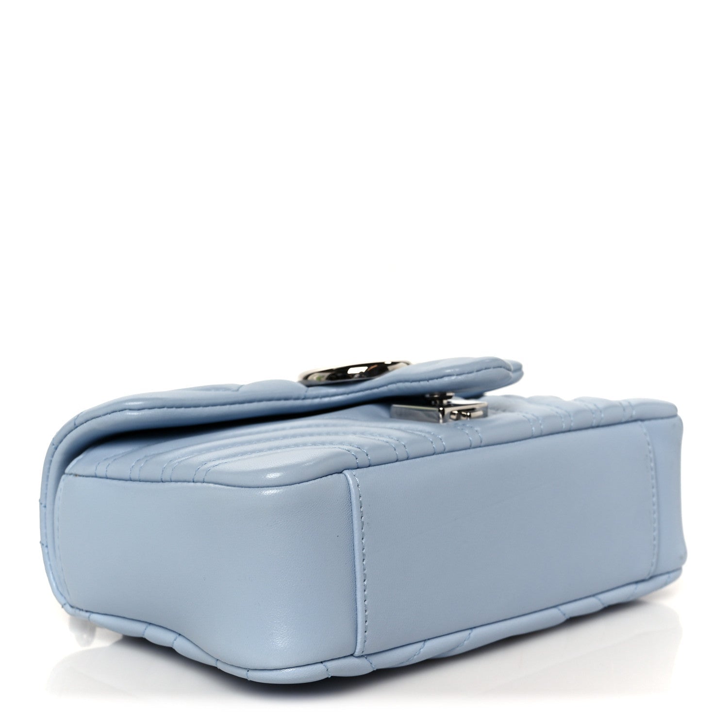 Gucci Lambskin Matelasse Small GG Marmont Shoulder Bag Porcelain Light Blue