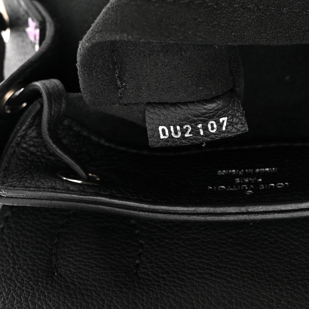 Louis Vuitton Calfskin Flower Lockme Mini Backpack Black Multicolor