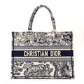 Christian Dior Canvas Embroidered Medium Dioriviera Toile De Jouy Book Tote Blue