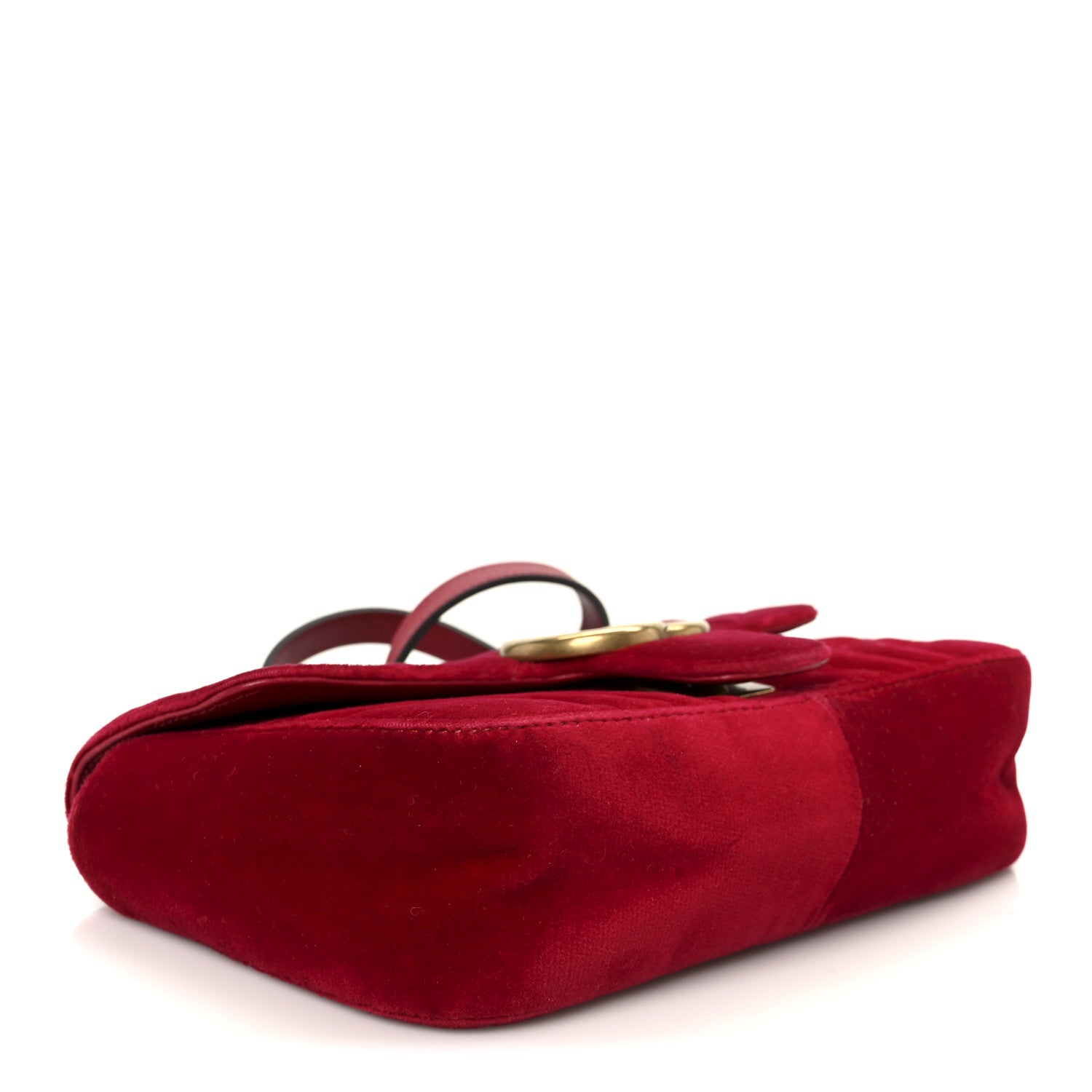 Gucci Velvet Matelasse Mini GG Marmont Shoulder Bag Hibiscus Red