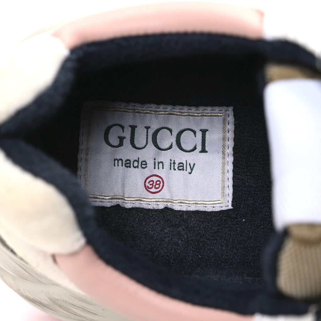Gucci GG Supreme Monogram Mix Monogram Womens Rhyton Sneakers 36 London Blue Beige Pale Pink
