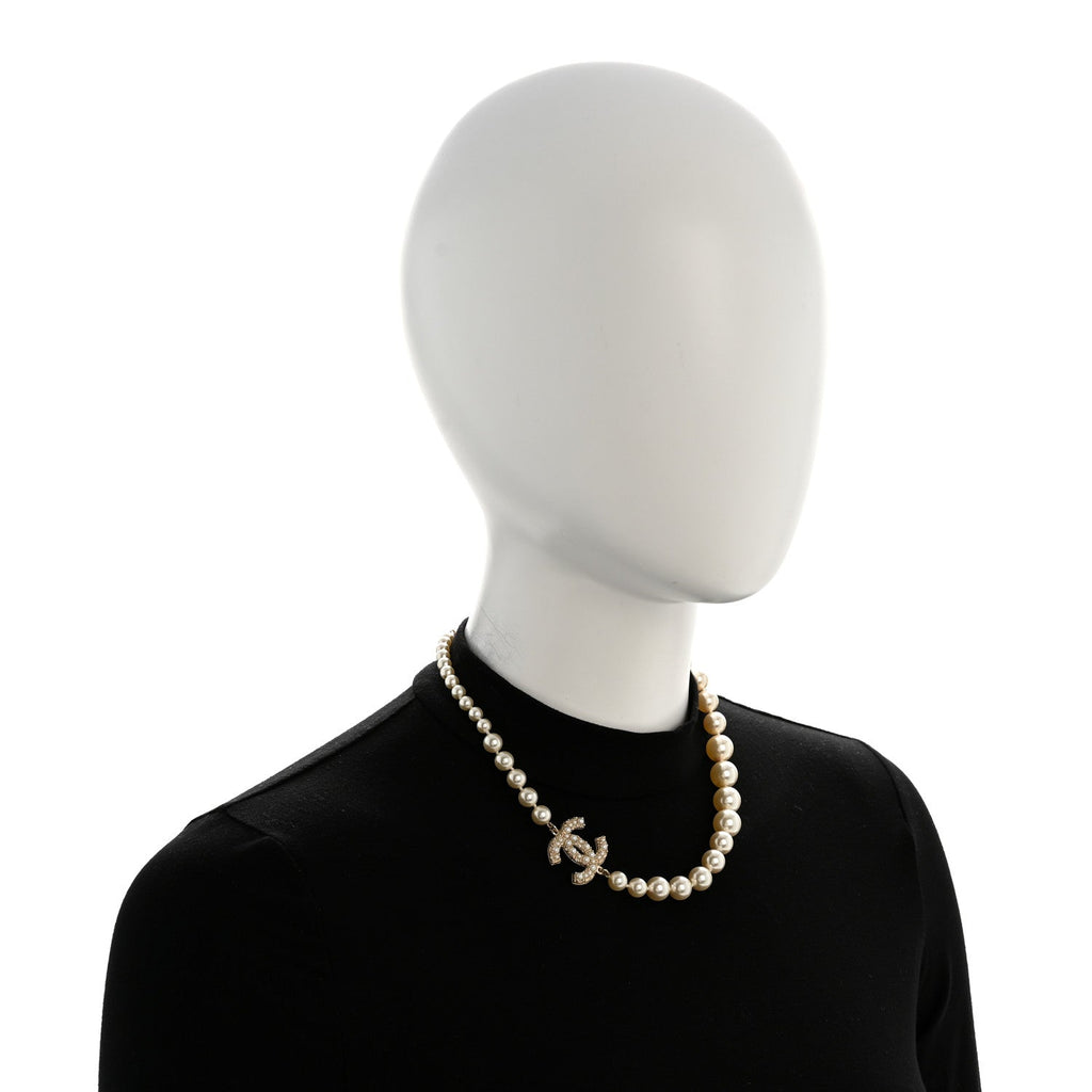 Pearl CC 100th Anniversary Necklace Light Gold