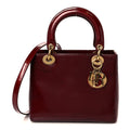 Christian Dior Patent Diorissimo Medium Lady Dior Burgundy Red