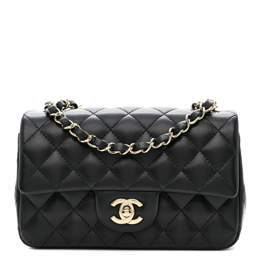 Chanel Lambskin Quilted Mini Rectangular Flap Black