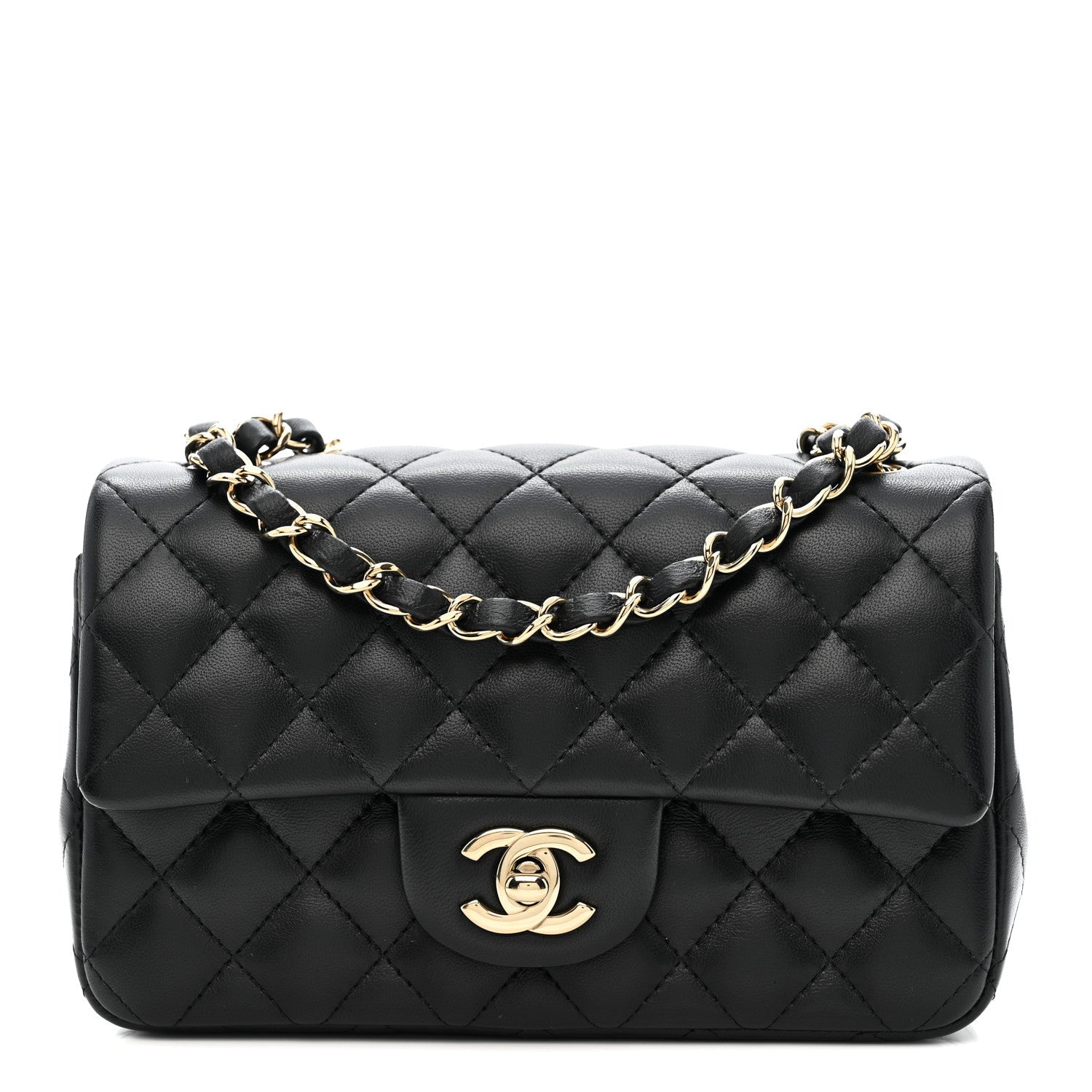 Chanel Lambskin Quilted Mini Rectangular Flap Black