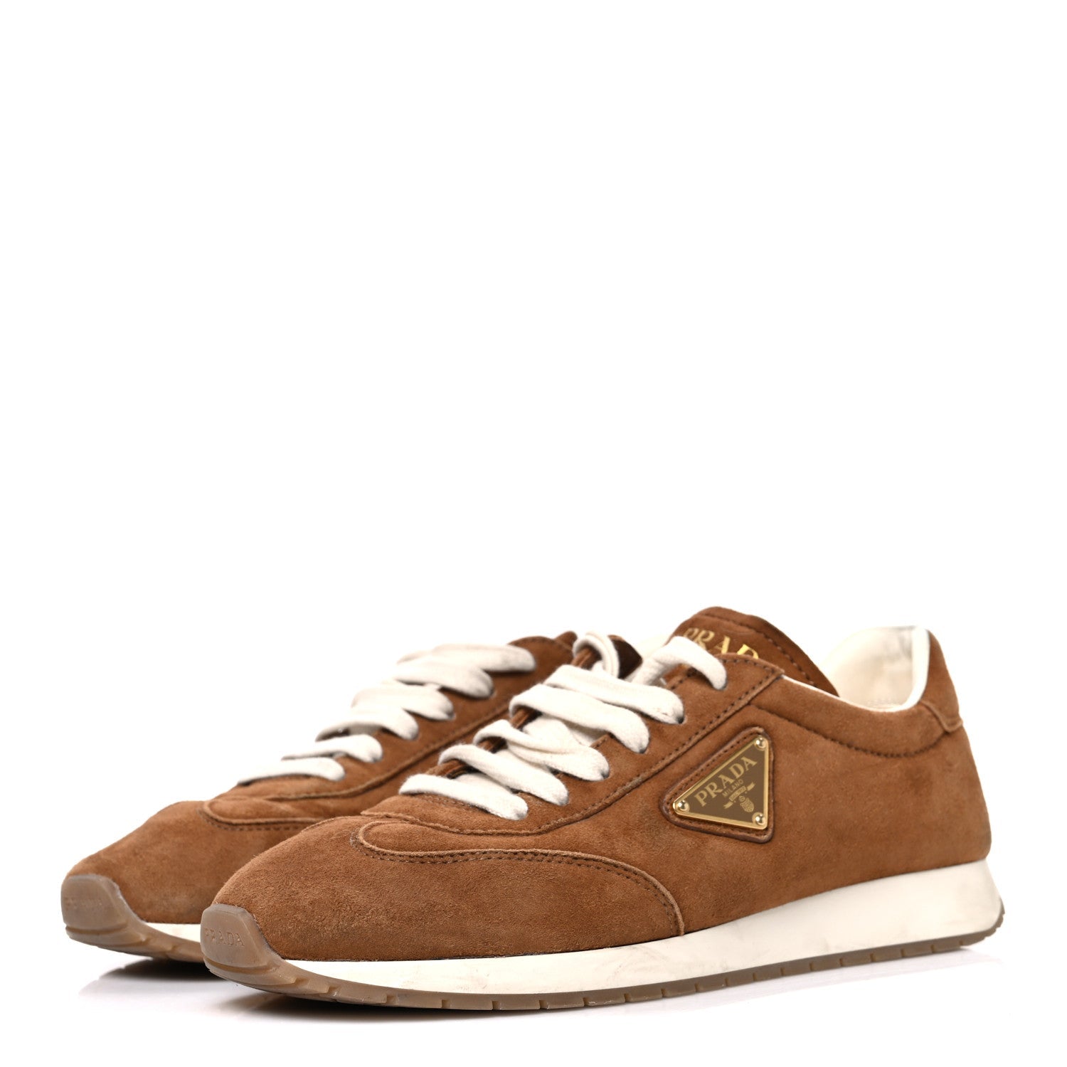 Prada Suede Logo Womens Low Top Sneakers 36.5 Cocoa Brown