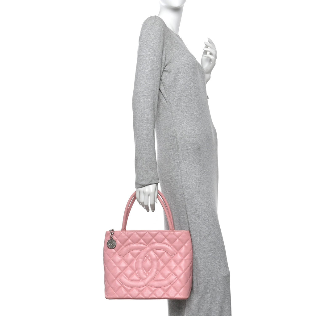 Chanel Caviar Medallion CC Tote Light Pink
