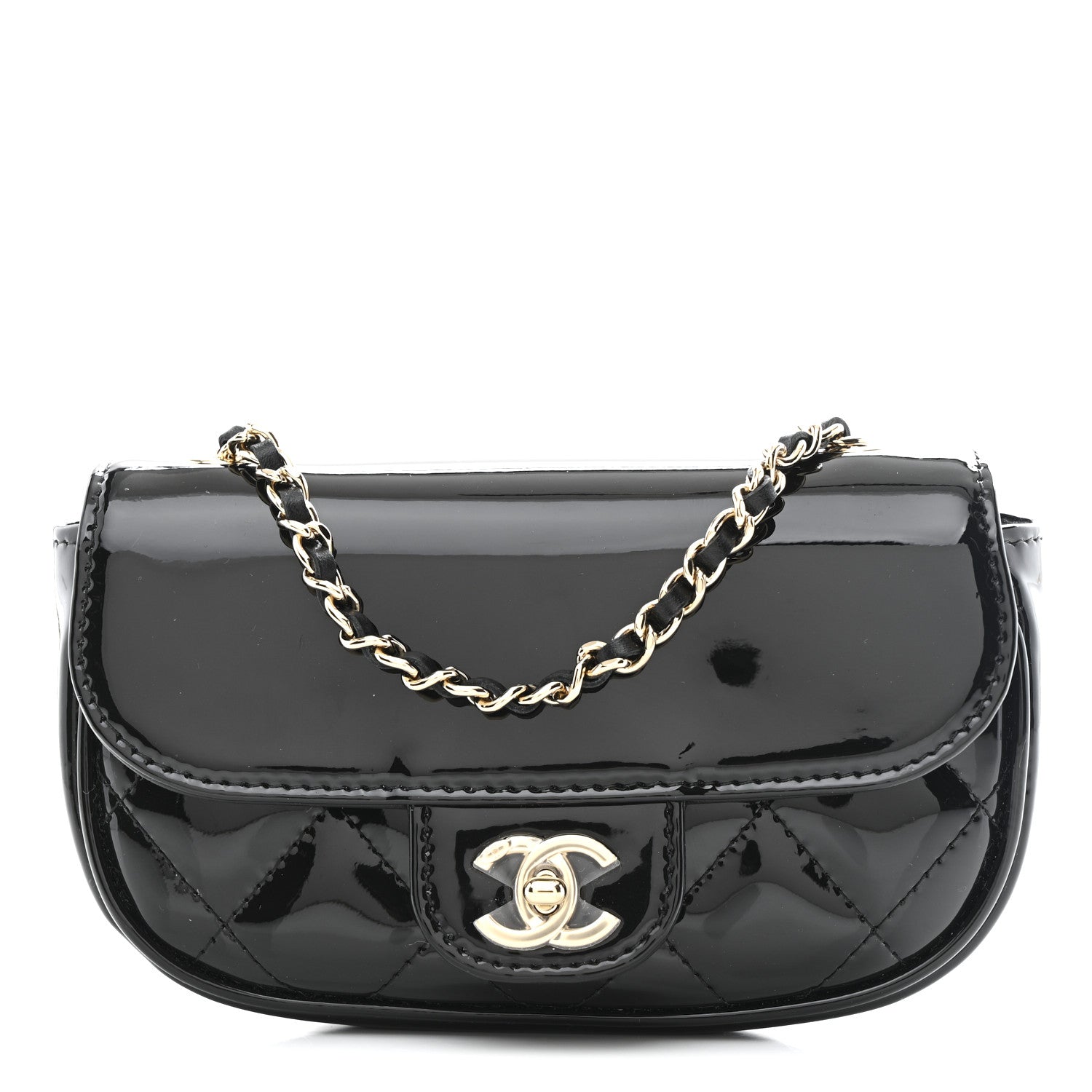 Chanel Patent Calfskin Quilted Mini Clutch Black