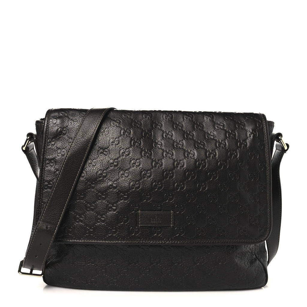 Gucci Guccissima Medium Flap Messenger Bag Chocolate