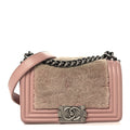 Chanel Fur Calfskin Small Boy Flap Pink