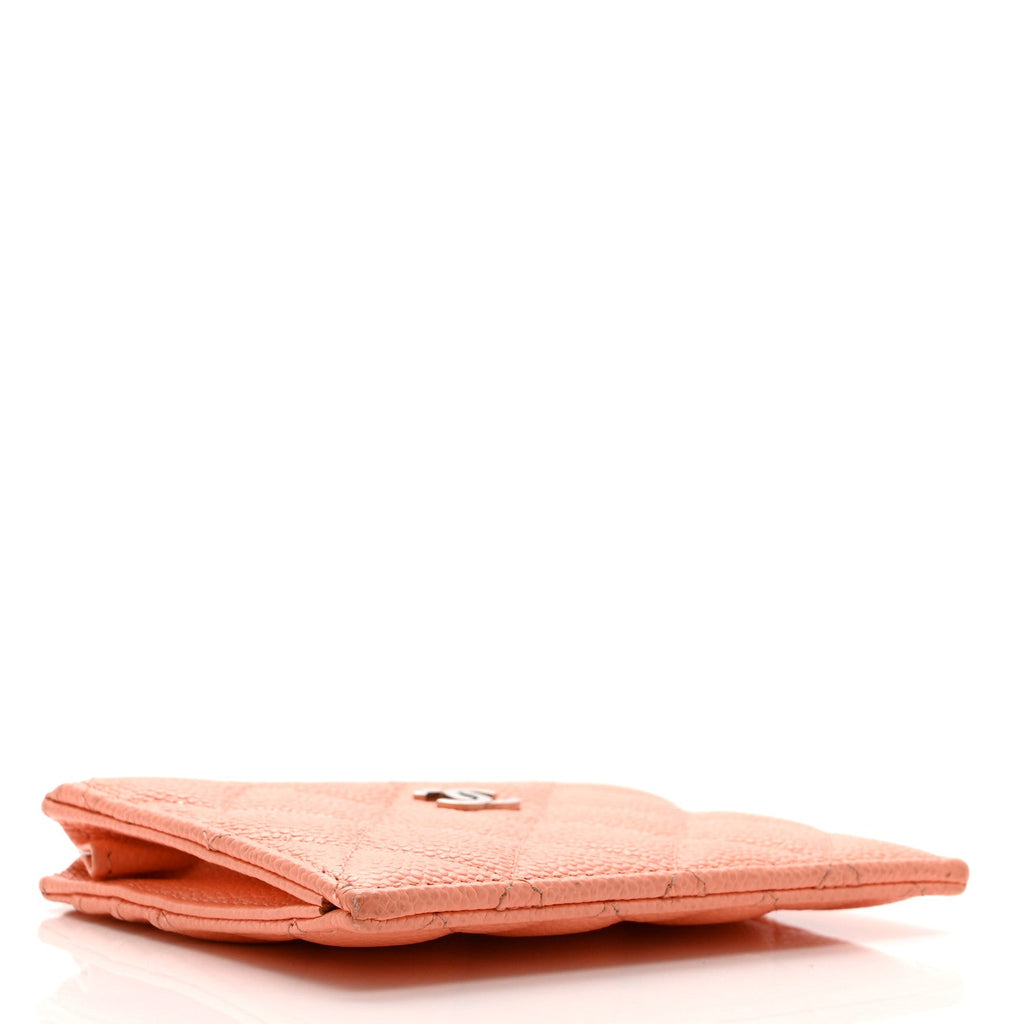 Caviar Quilted CC Zip Card Holder Pink