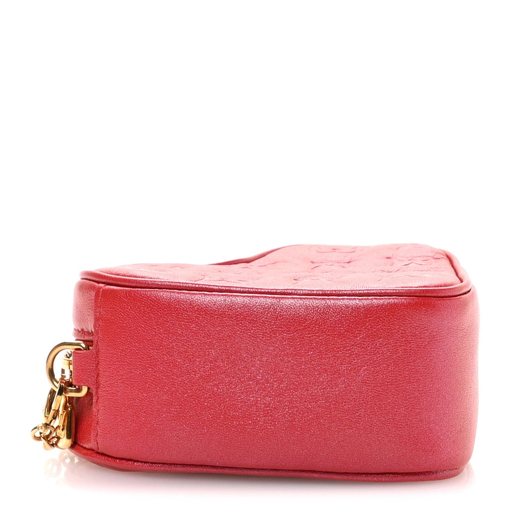 Louis Vuitton Lambskin Embossed Monogram Fall In Love Sac Coeur Heart Chain Bag Lipstick Red