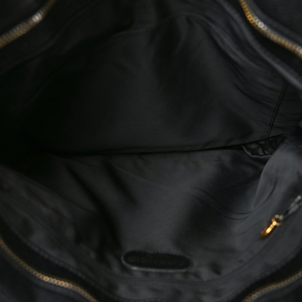 Chanel Caviar Embroidered Logo Shoulder Bag Black