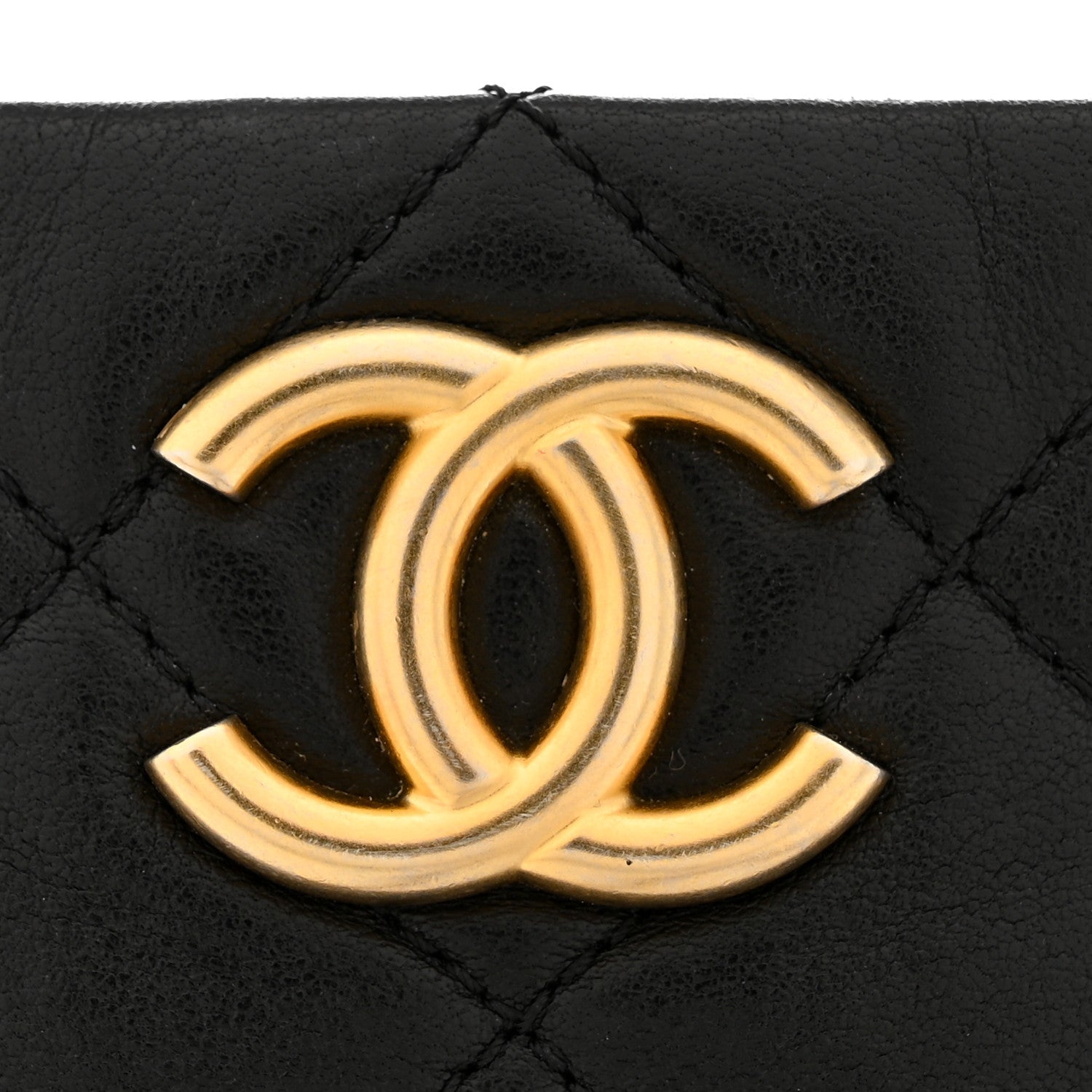 Chanel Lambskin Quilted Chaine Lettre Small Bucket Bag Black