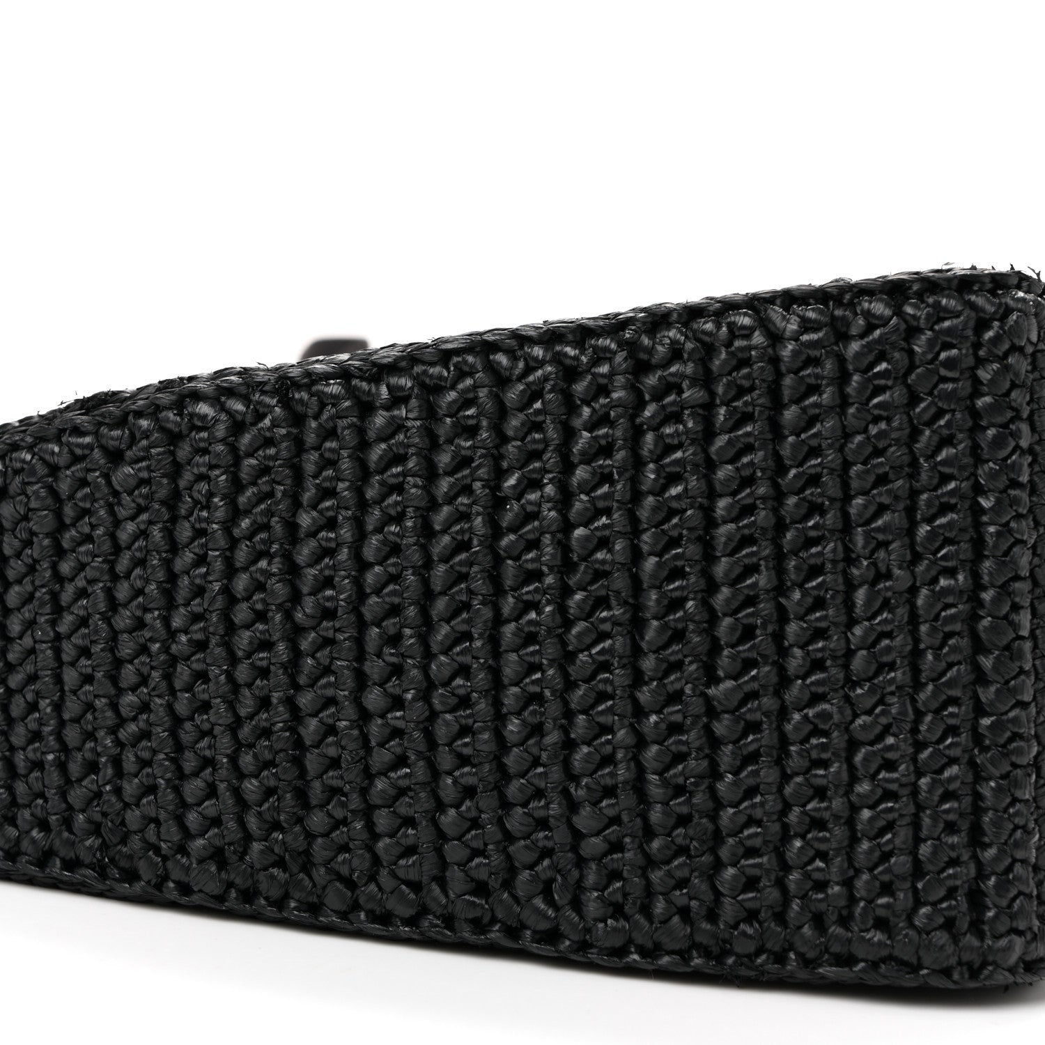 Prada Yarn Raffia Effect Crochet Triangle Shoulder Bag Black