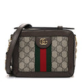 Gucci GG Supreme Monogram Mini Ophidia Top Handle Shoulder Bag Brown