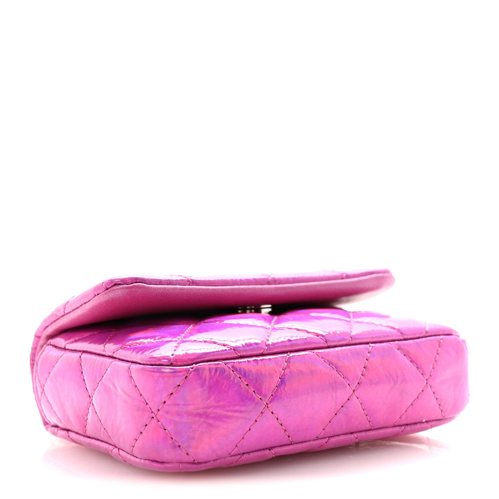 Chanel Patent Lambskin Quilted CC Hook Card Holder Pink
