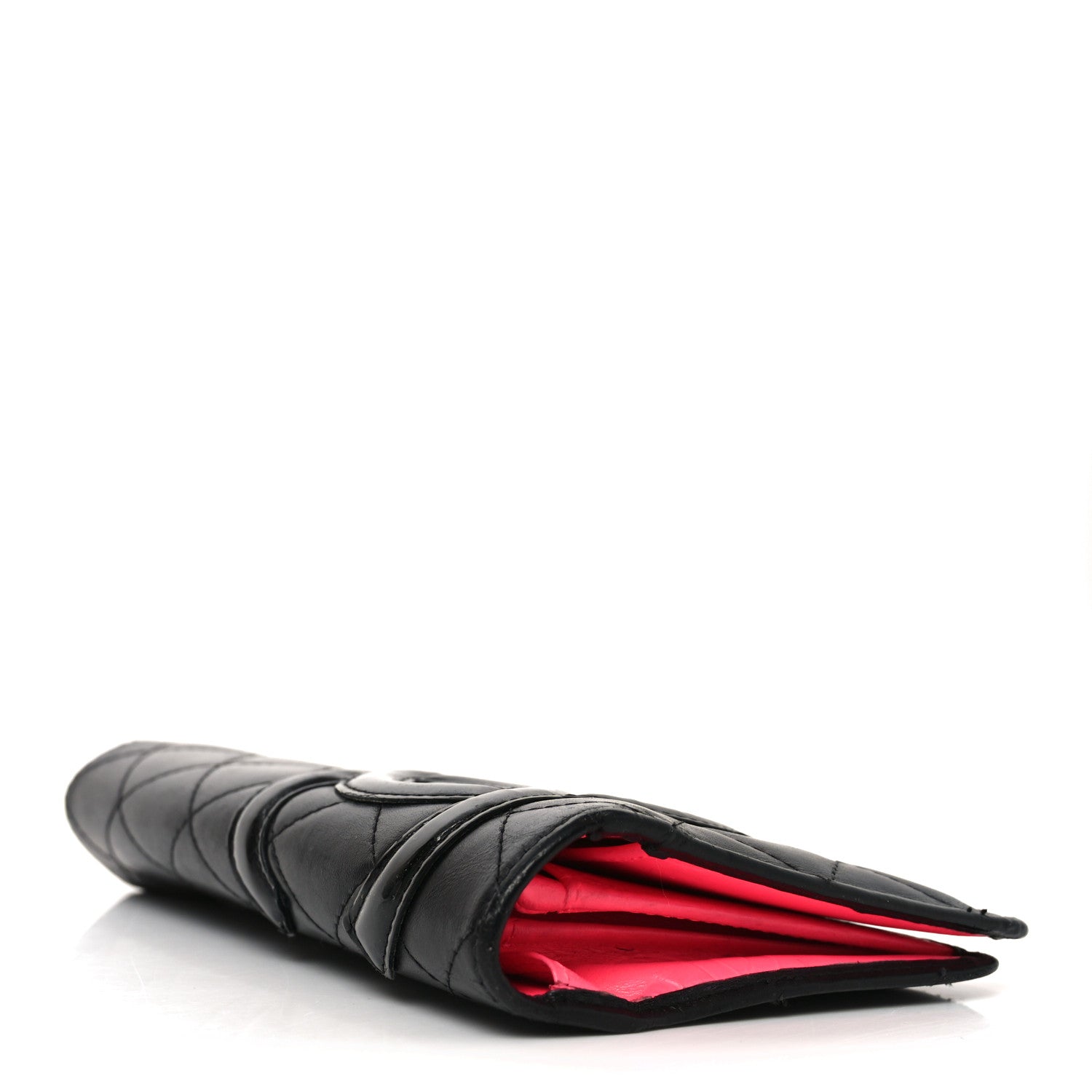 Calfskin Quilted Cambon Yen Wallet Black