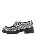 Prada Satin Crystal Metal Triangle Logo 50mm Loafers 36.5 Cristal