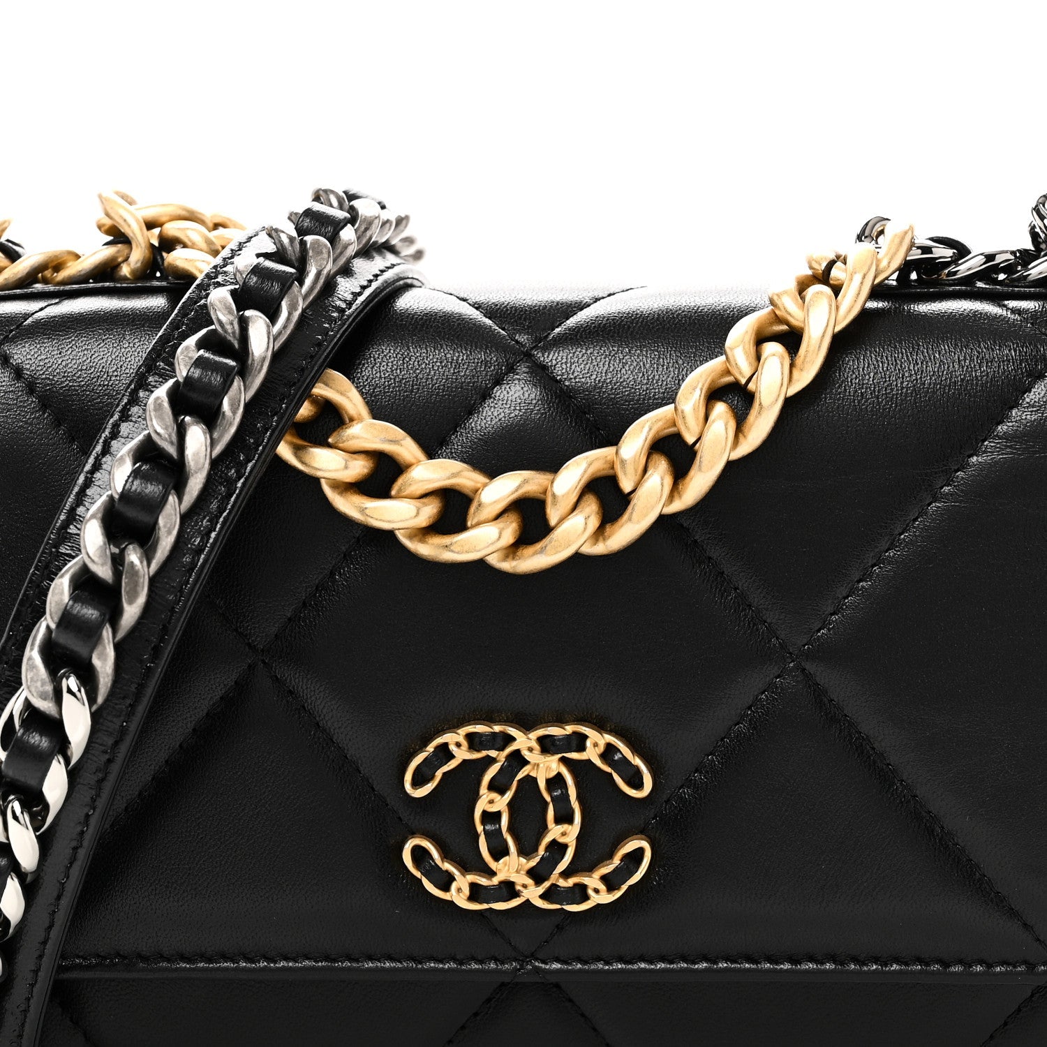 Chanel Lambskin Quilted Chanel 19 Wallet On Chain WOC Black