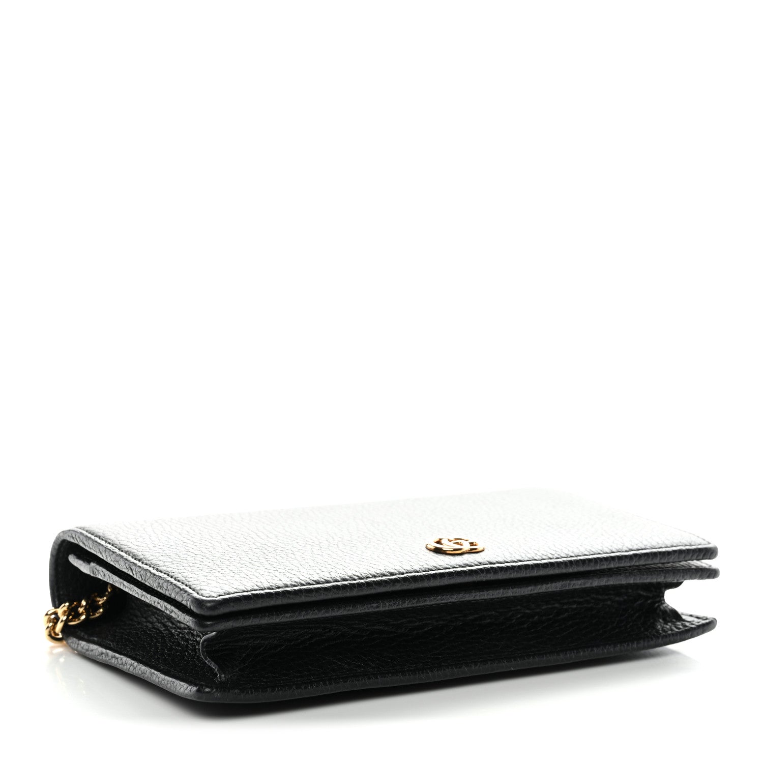Gucci Calfskin Mini GG Marmont Chain Wallet Black