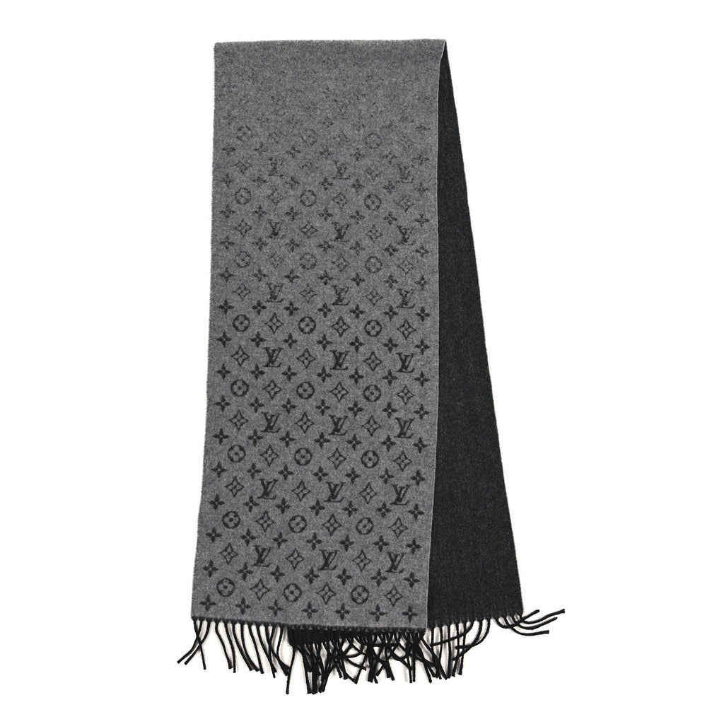 Louis Vuitton Cashmere Wool Monogram Gradient Scarf Light Grey