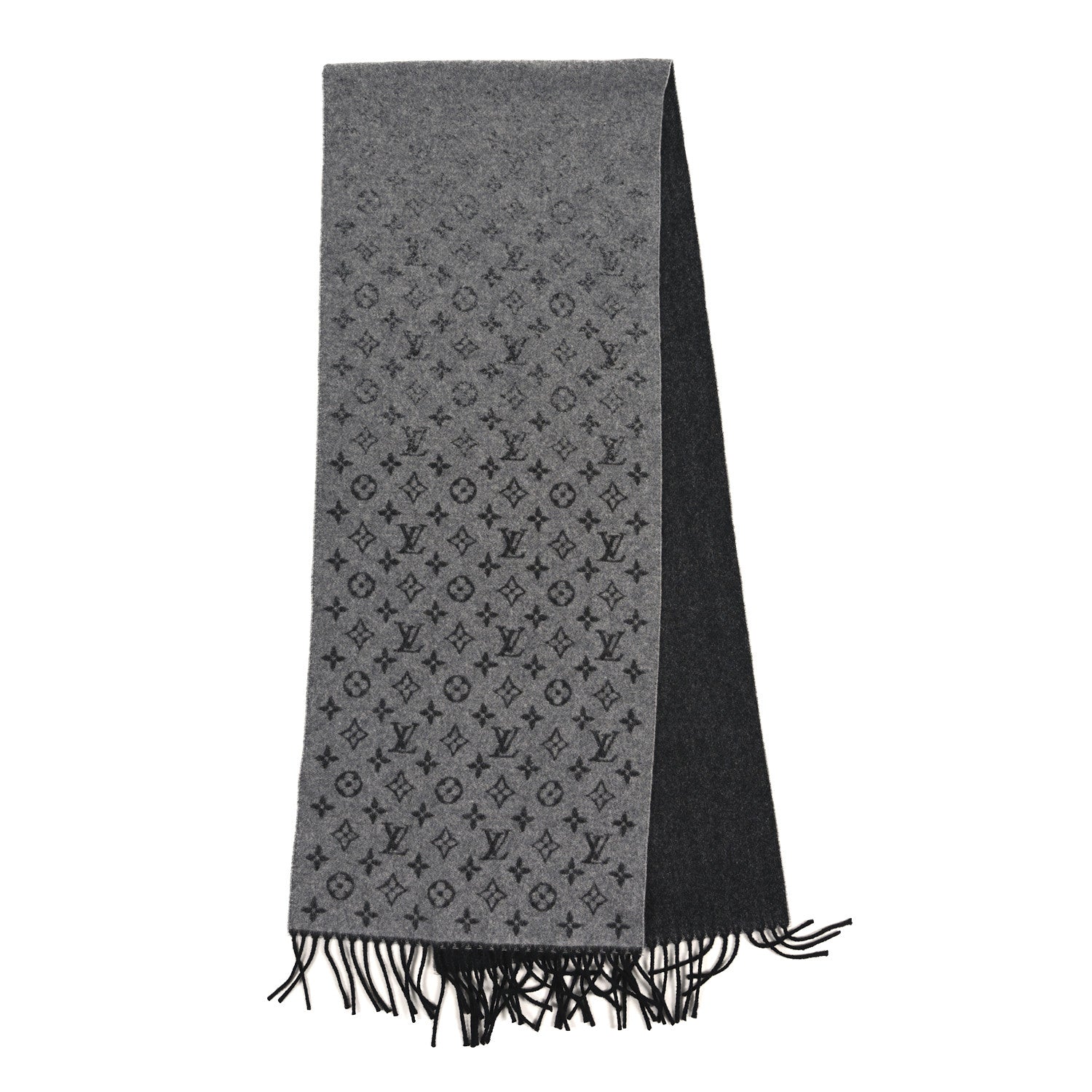 Louis Vuitton Cashmere Wool Monogram Gradient Scarf Light Grey