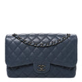 Chanel Caviar Quilted Jumbo Double Flap Dark Grey