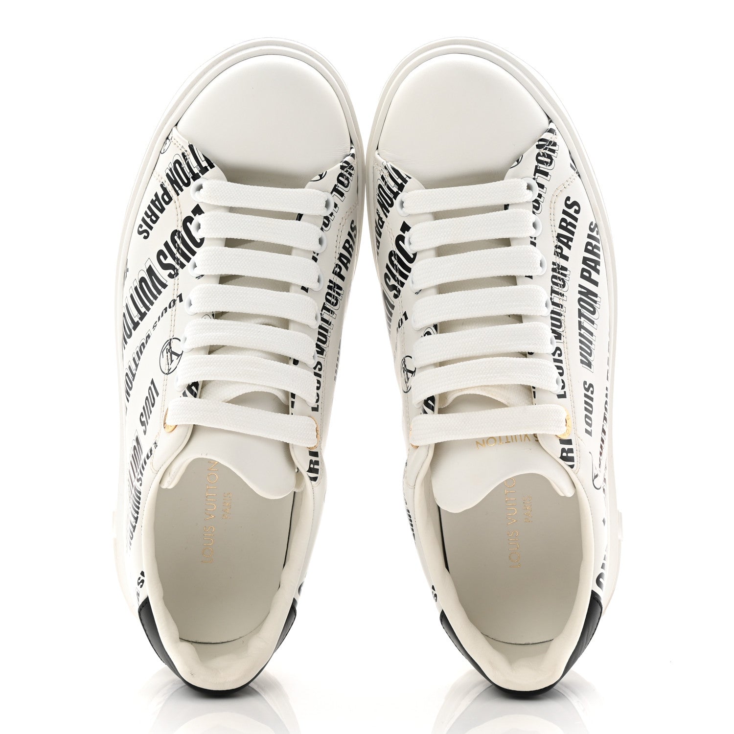 Louis Vuitton Calfskin Printed Time Out Trainer Sneakers 37 White