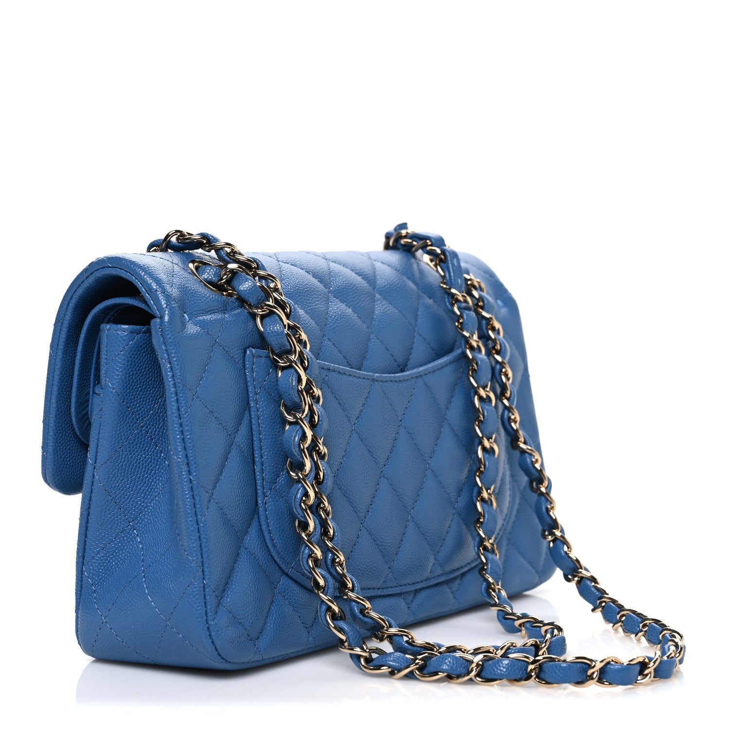 Chanel Caviar Quilted Medium Double Flap Blue