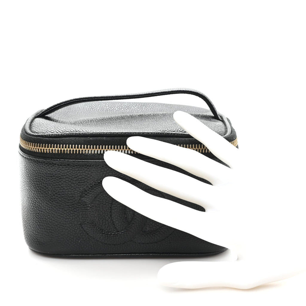 Chanel Caviar CC Vanity Cosmetic Case Black