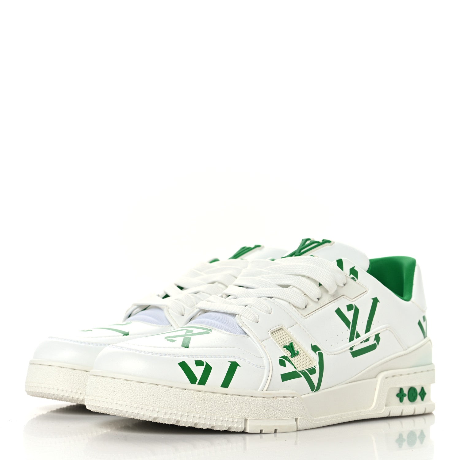 Louis Vuitton Mens LV Trainer Upcycling Sneakers 9 White Green