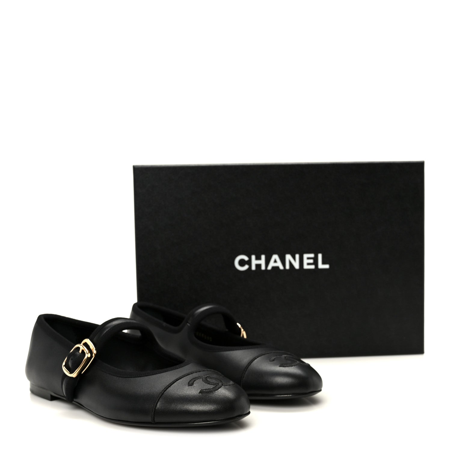 Lambskin Mary Jane Flats 37 Black