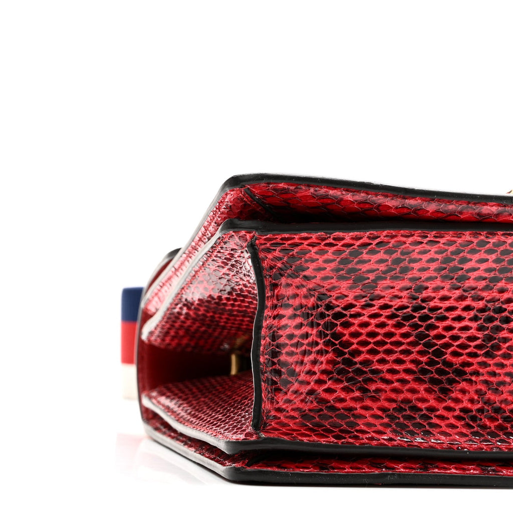 Gucci Snakeskin Sylvie Web Small Queen Margaret Top Handle Bag Red
