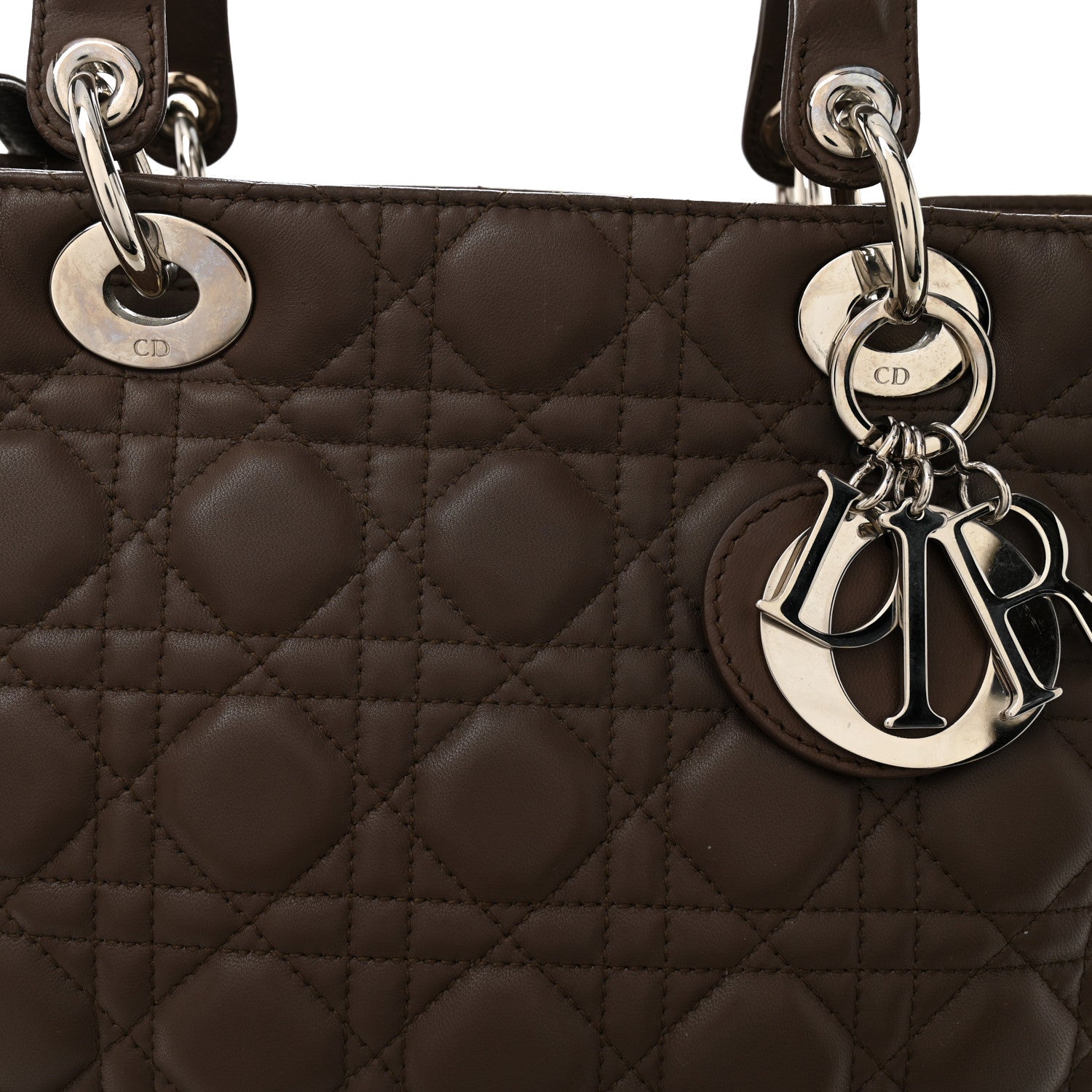 Christian Dior Lambskin Cannage Large Lady Dior Brown