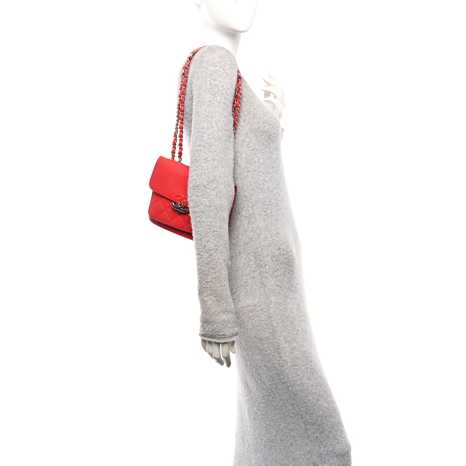 Chanel Goatskin Quilted Small CC Box Flap Red