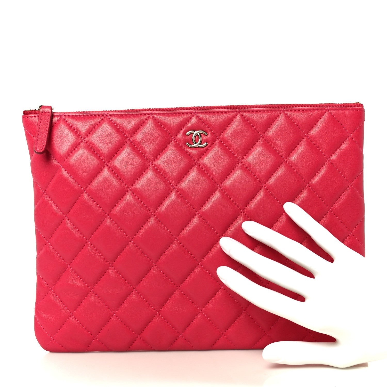 Lambskin Quilted Medium Cosmetic Case Pink