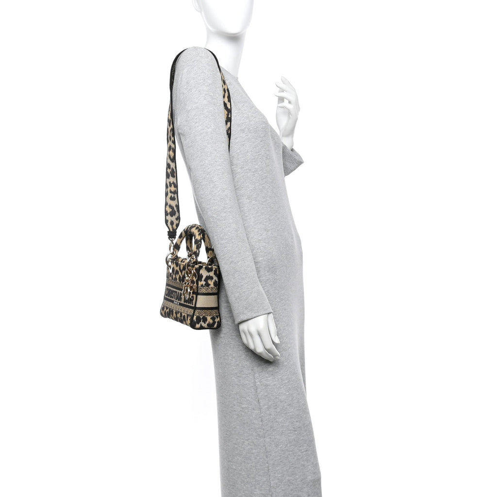 Christian Dior Canvas Mini Mizza Embroidered Lady D-Lite Beige Multicolor