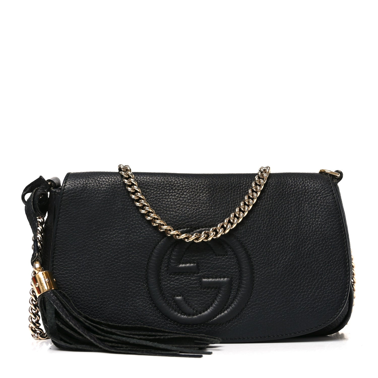 Gucci Pebbled Calfskin Medium Soho Flap Crossbody Black