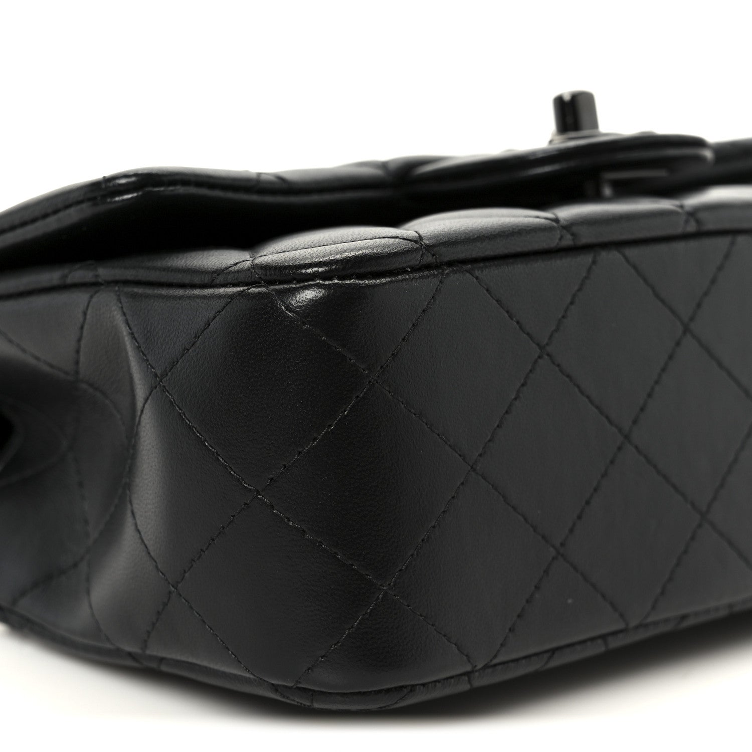 Chanel Lambskin Quilted Mini Top Handle Rectangular Flap So Black