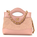 Chanel Suede Shiny Crumpled Calfskin Quilted Micro 31 Shopping Bag Light Pink