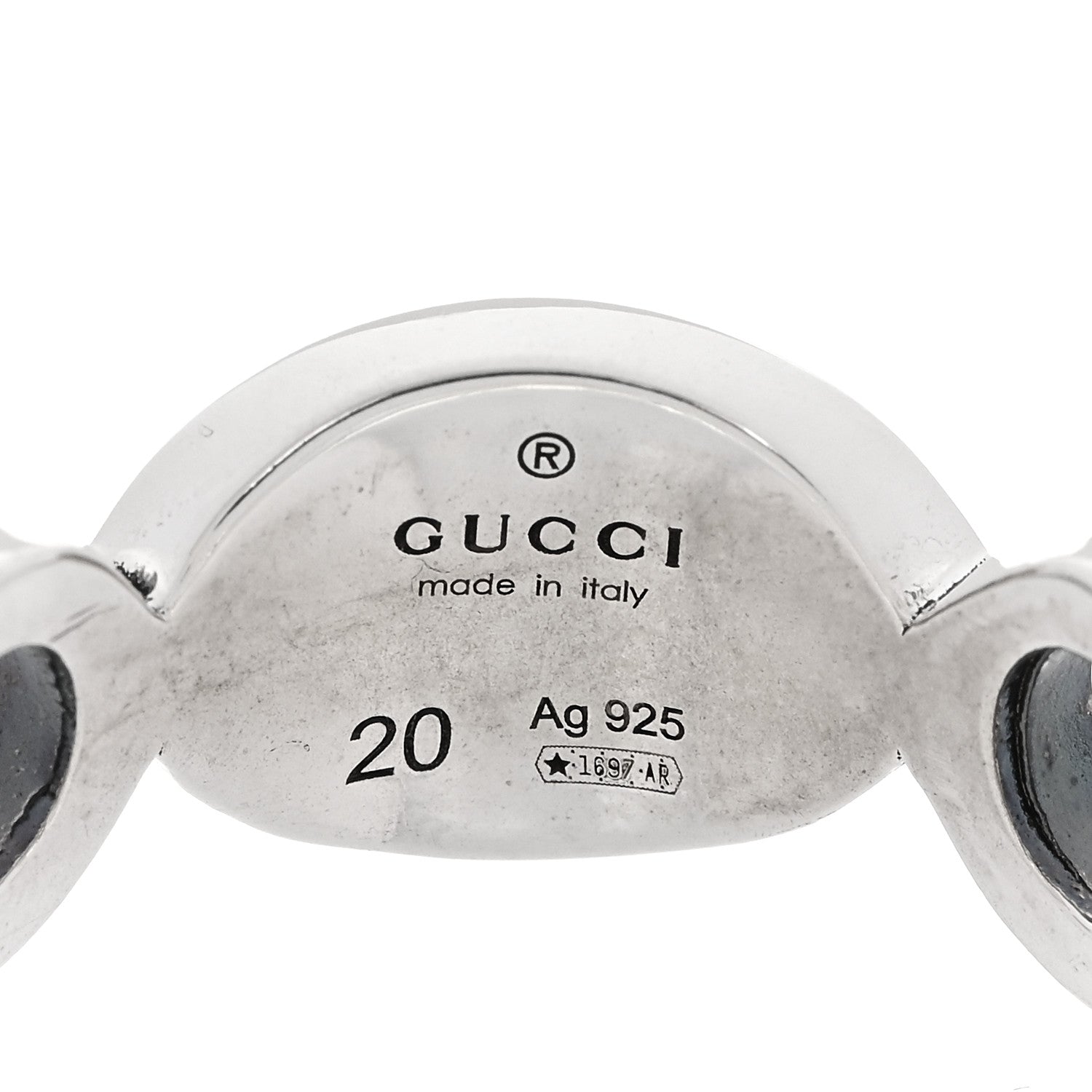 Gucci Sterling Silver Enamel Interlocking G Logo Ring 60 9 Blue