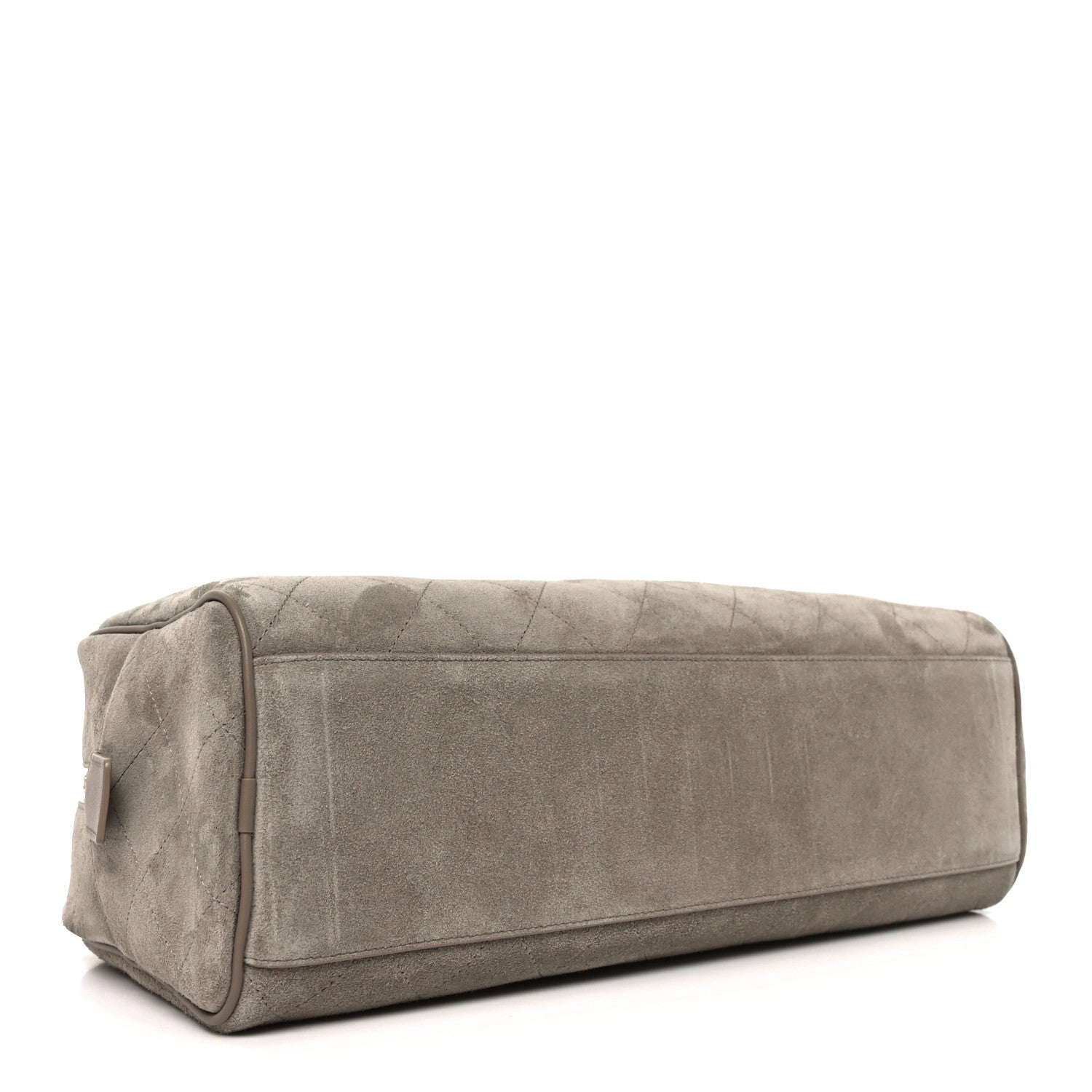 Chanel Suede Calfskin Quilted Large Perfect Bowling Bag Grey