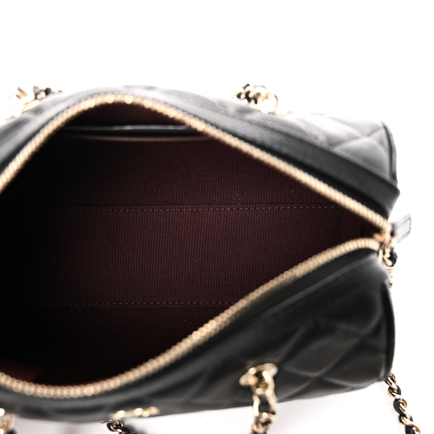 Chanel Caviar Quilted Barrel Clutch With Chain  Black