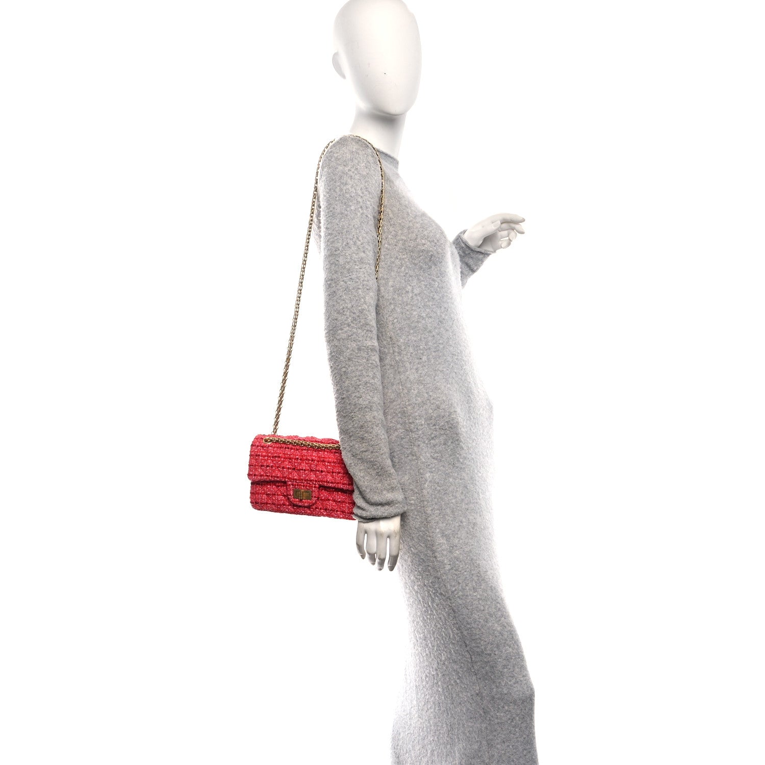 Chanel Tweed Quilted Mini 2.55 Reissue Flap Red Ecru Black