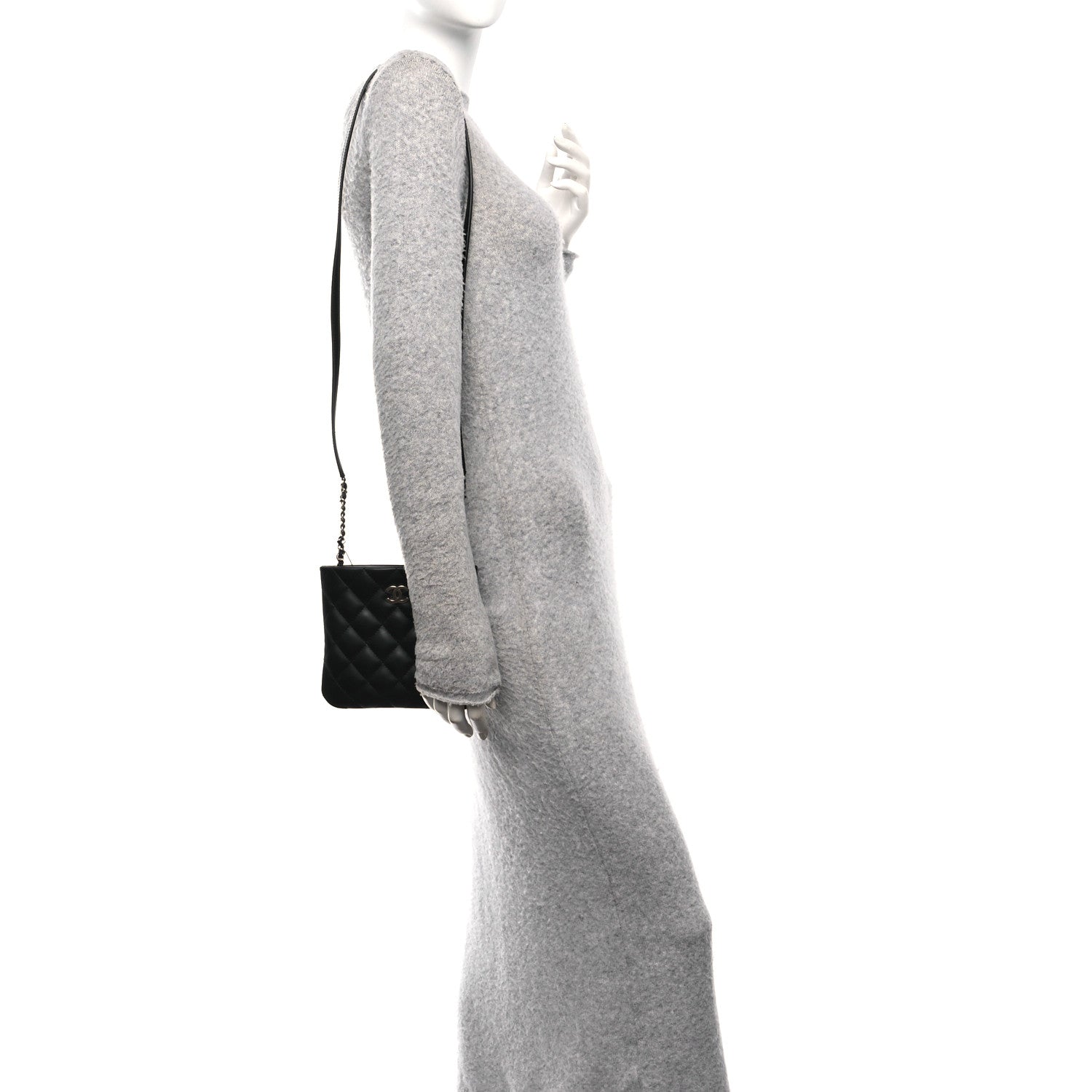 Chanel Lambskin Quilted Uniform Crossbody Bag Black