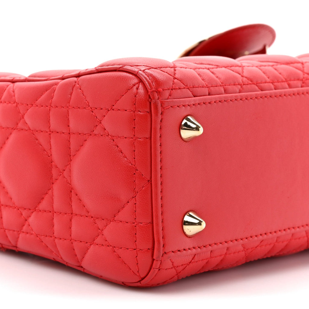 Christian Dior Lambskin Cannage Small My ABCDior Lady Dior Red